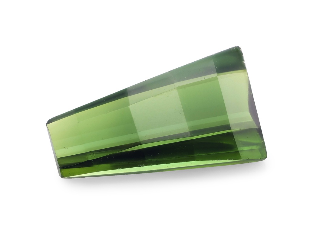 Green Green Tourmaline 9x5.1mm Chequerboard Tapered Baguette Bridge