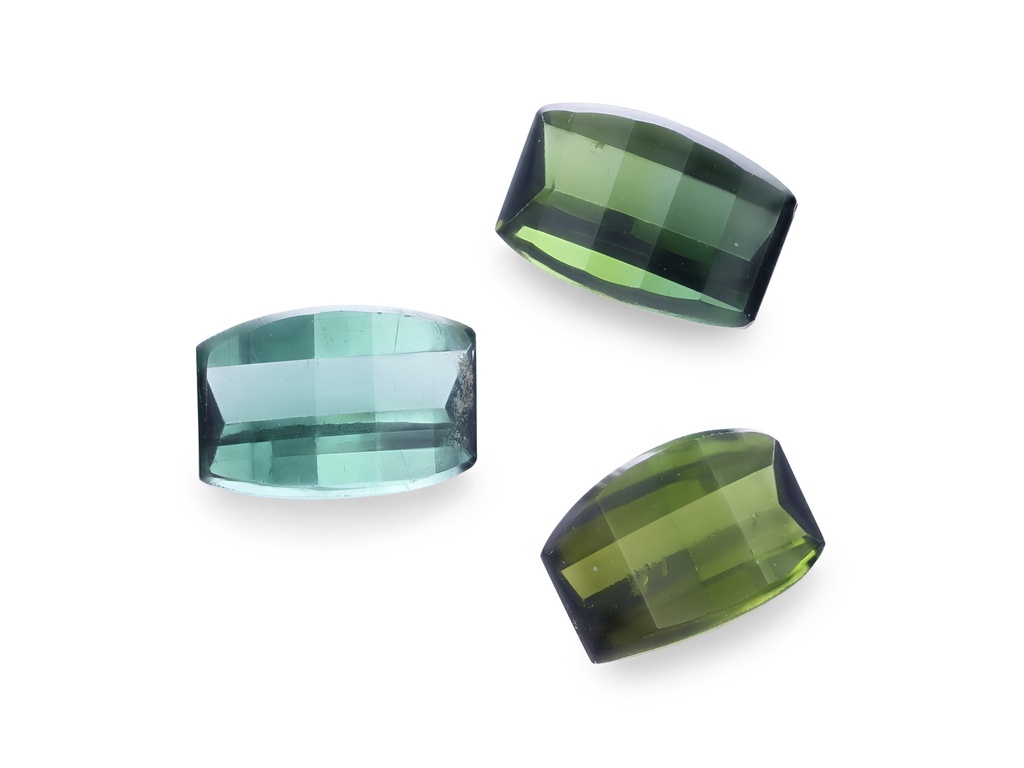 Blue Green Tourmaline 5x3mm Barrel Chequerboard