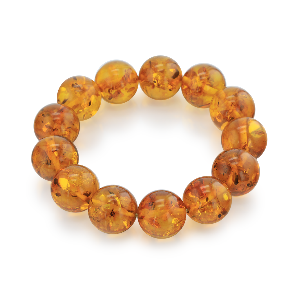 Amber 16mm Polished Round Bracelet