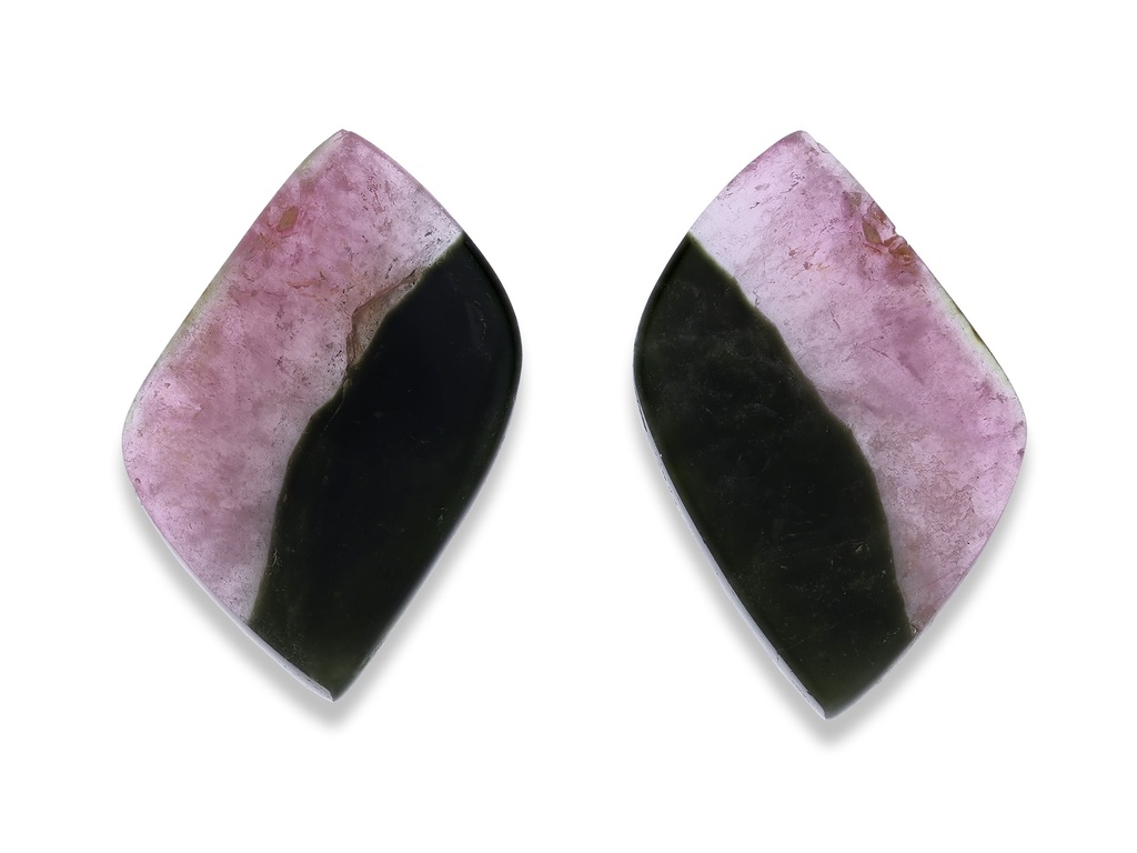 Bi Colour Tourmaline 25x18mm Fancy Leaf PAIR