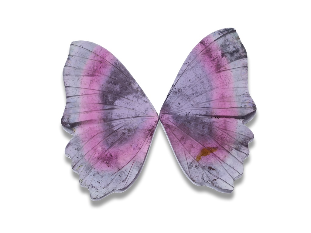 Pink Grey Tourmaline Butterfly Wings 21x25mm