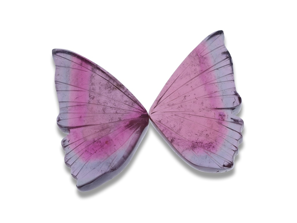 Pink Grey Tourmaline Butterfly Wings 19x24mm