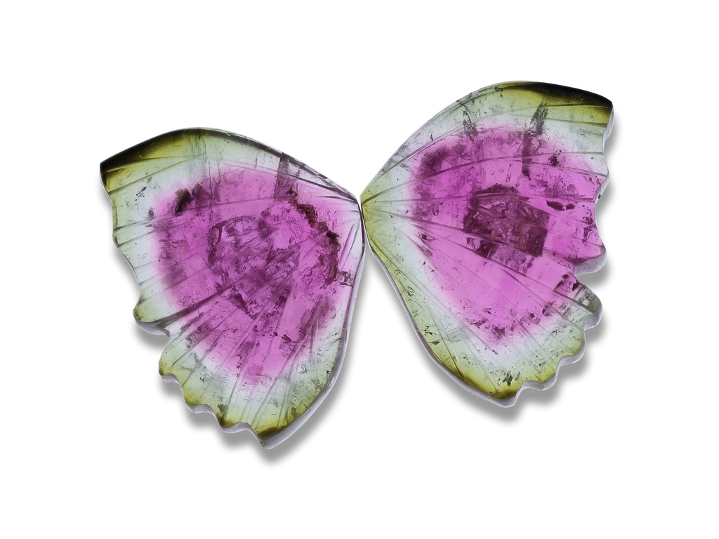 Watermelon Tourmaline Butterfly Wings 28x18mm