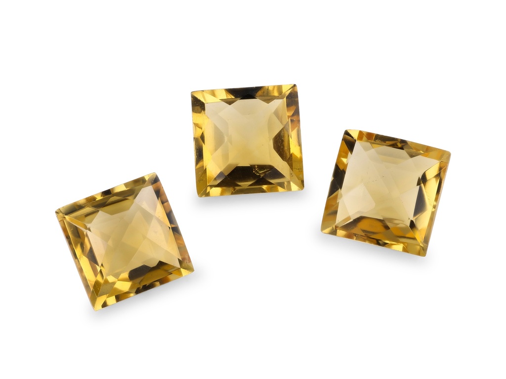 Citrine 9.00mm Square Chequerboard