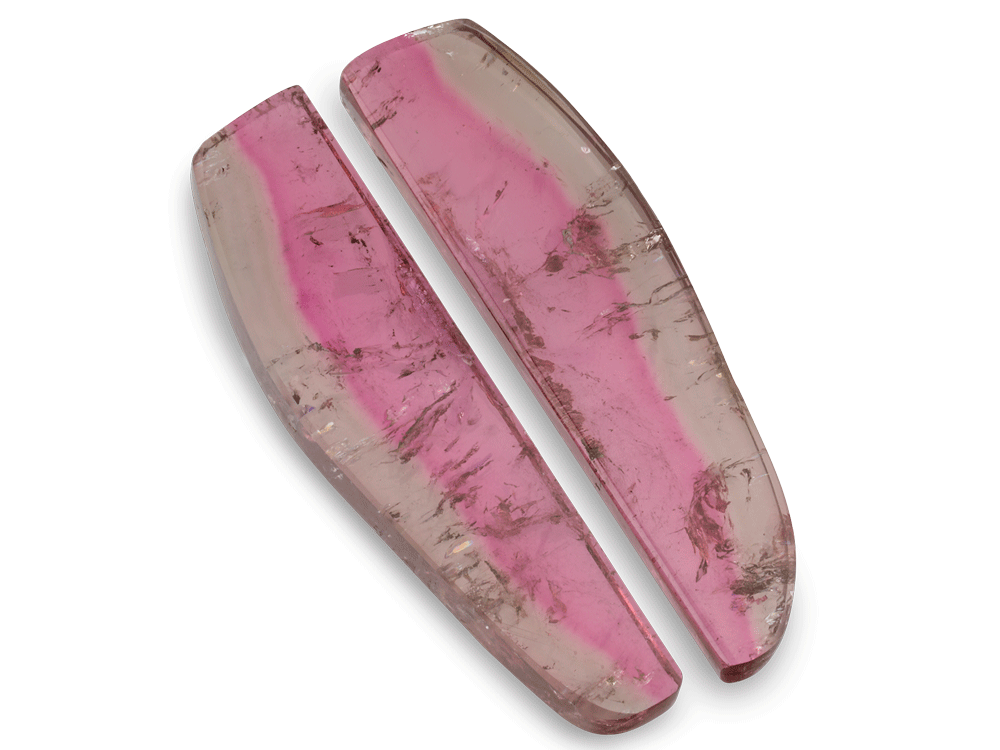 Watermelon Tourmaline 37x9mm Pair