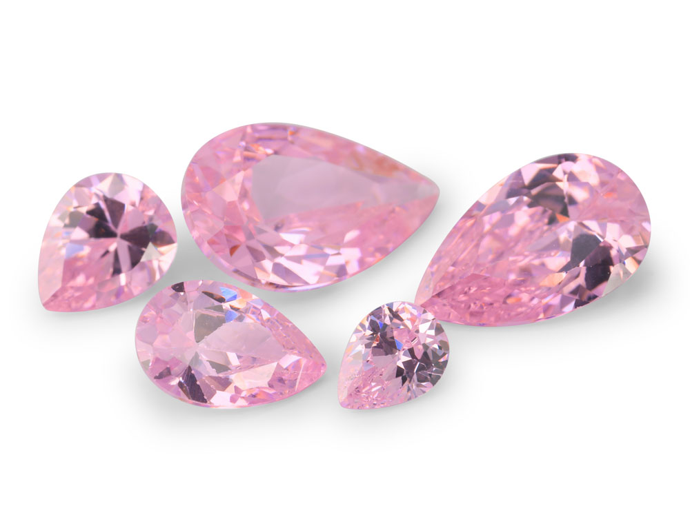 Cubic Zirconia 14x10mm Pear Shape Pink