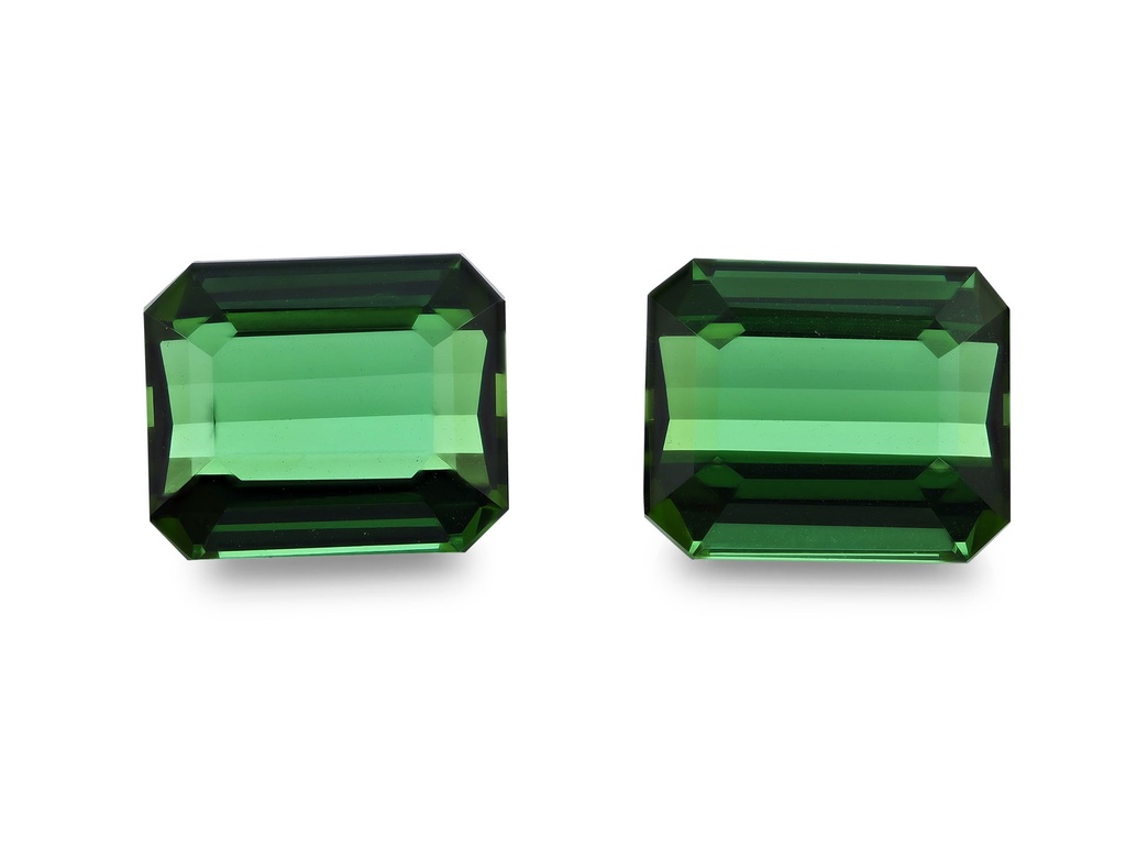 Green Tourmaline 10.5x8.7mm Fancy Emerald Cut PAIR