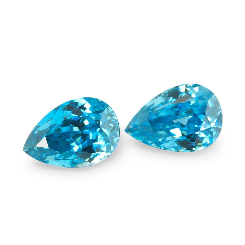 Zircon 10.5x7.2mm Pear Shape Blue  - Pair