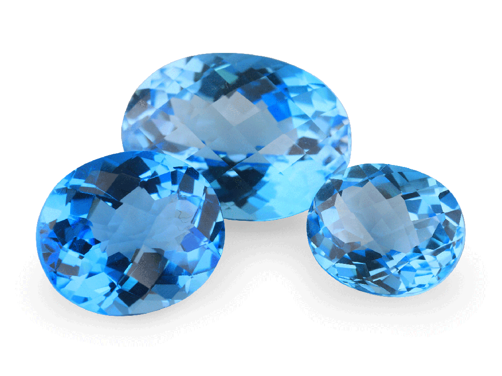 Topaz  12x10mm Oval Chequerboard Medium Blue 