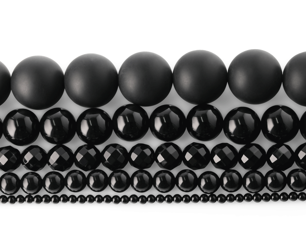 Onyx Strand 16mm Faceted Round 