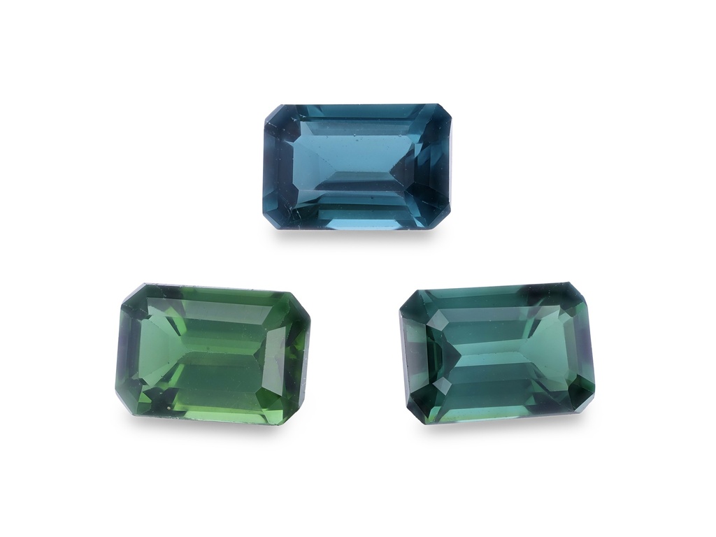 Blue Green Tourmaline 6x4mm Emerald Cut