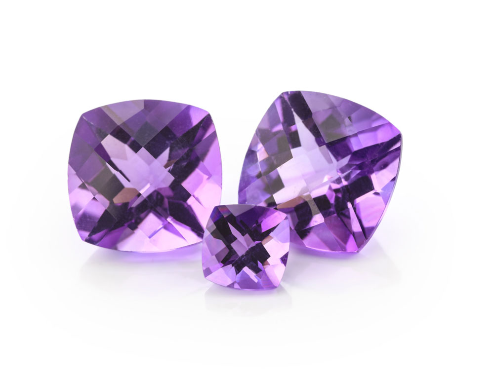 Amethyst 14mm Square Cushion Chequerboard Mid to Strong Colour