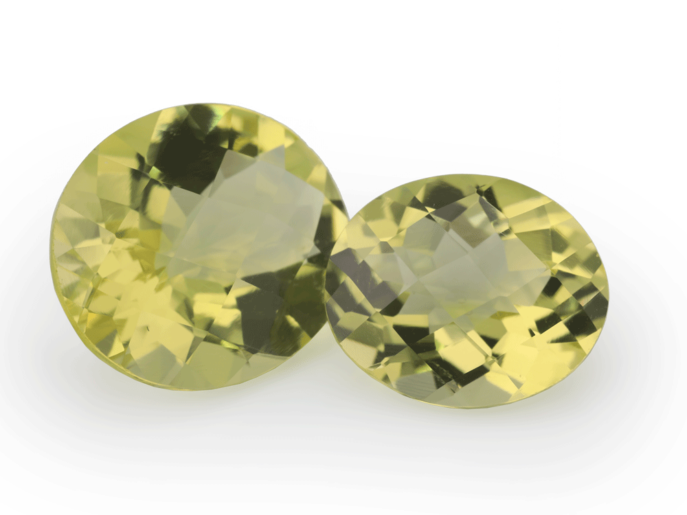 Lemon Quartz 12x10mm Oval Chequerboard