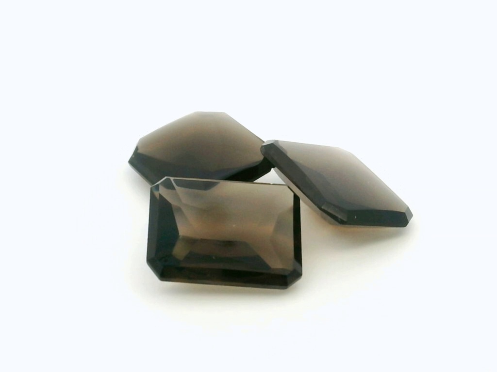 Smoky Quartz 14x12mm Emerald Cut Buff Top 