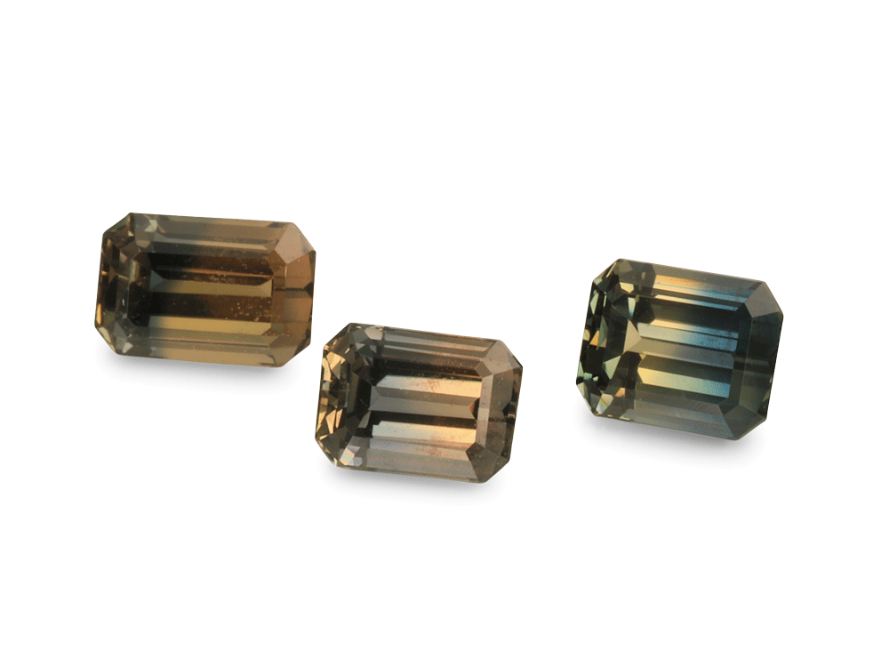 Parti Sapphire Emerald Cut "Sunset" - Set of 3pcs