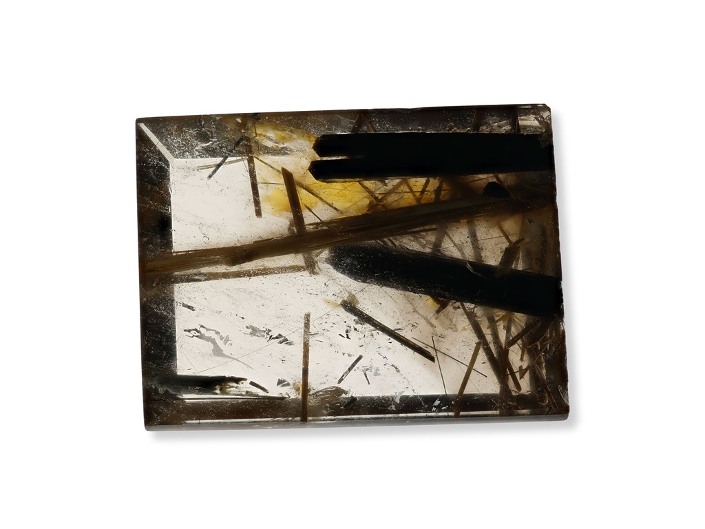 Tourmalated Quartz with Rutile 37x30mm Baguette