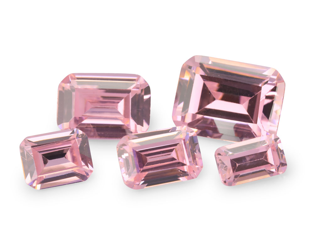 Cubic Zirconia 5x3mm Emerald Cut Pink