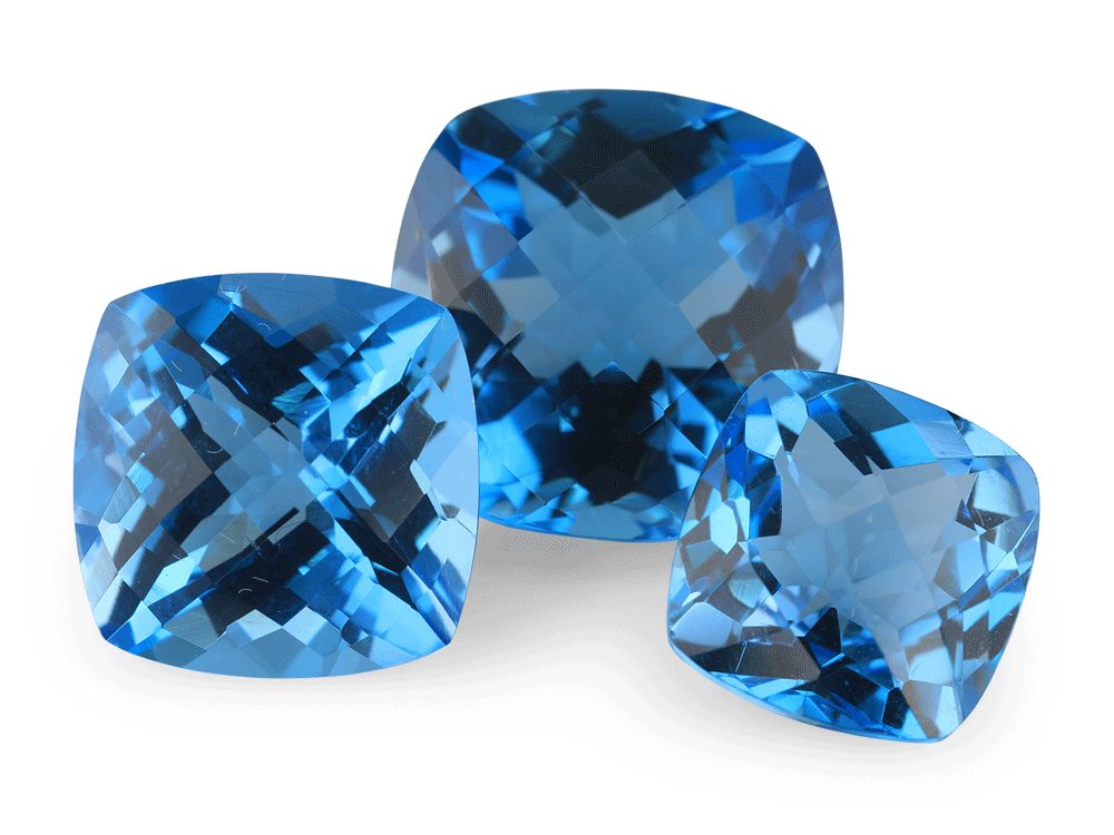 Medium Blue Topaz 8.00mm Square Cushion Chequerboard