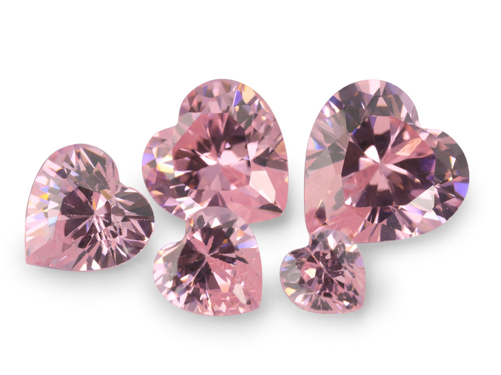 Cubic Zirconia 4.00mm Heart Shape Pink