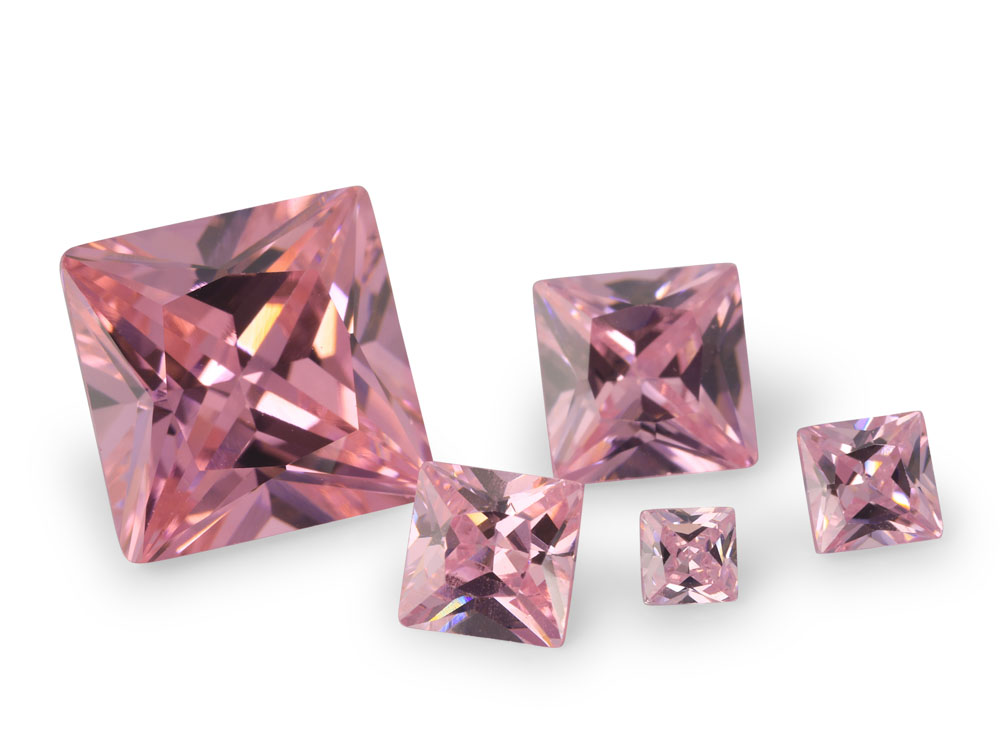 Cubic Zirconia 2.00mm Princess Cut Pink