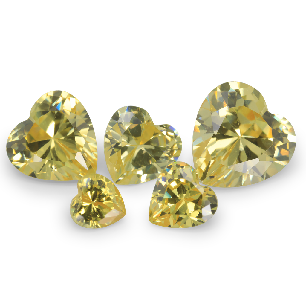 Cubic Zirconia 4.00mm Heart Shape Yellow