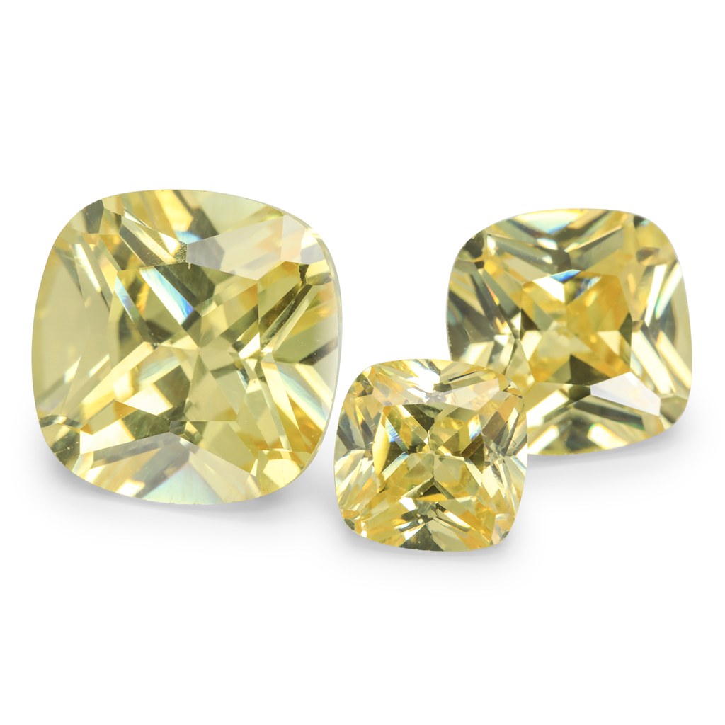 Cubic Zirconia 6.00mm Square Cushion Yellow