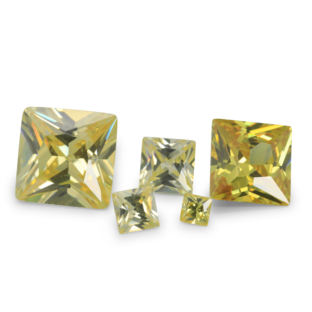 Cubic Zirconia 2.00mm Princess Cut Yellow