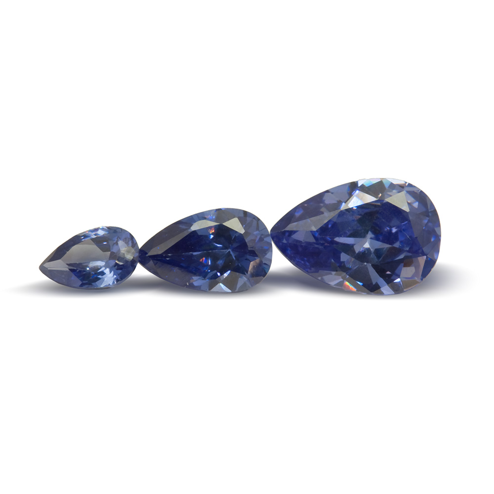 Cubic Zirconia 6x4mm Pear Shape Dark Blue