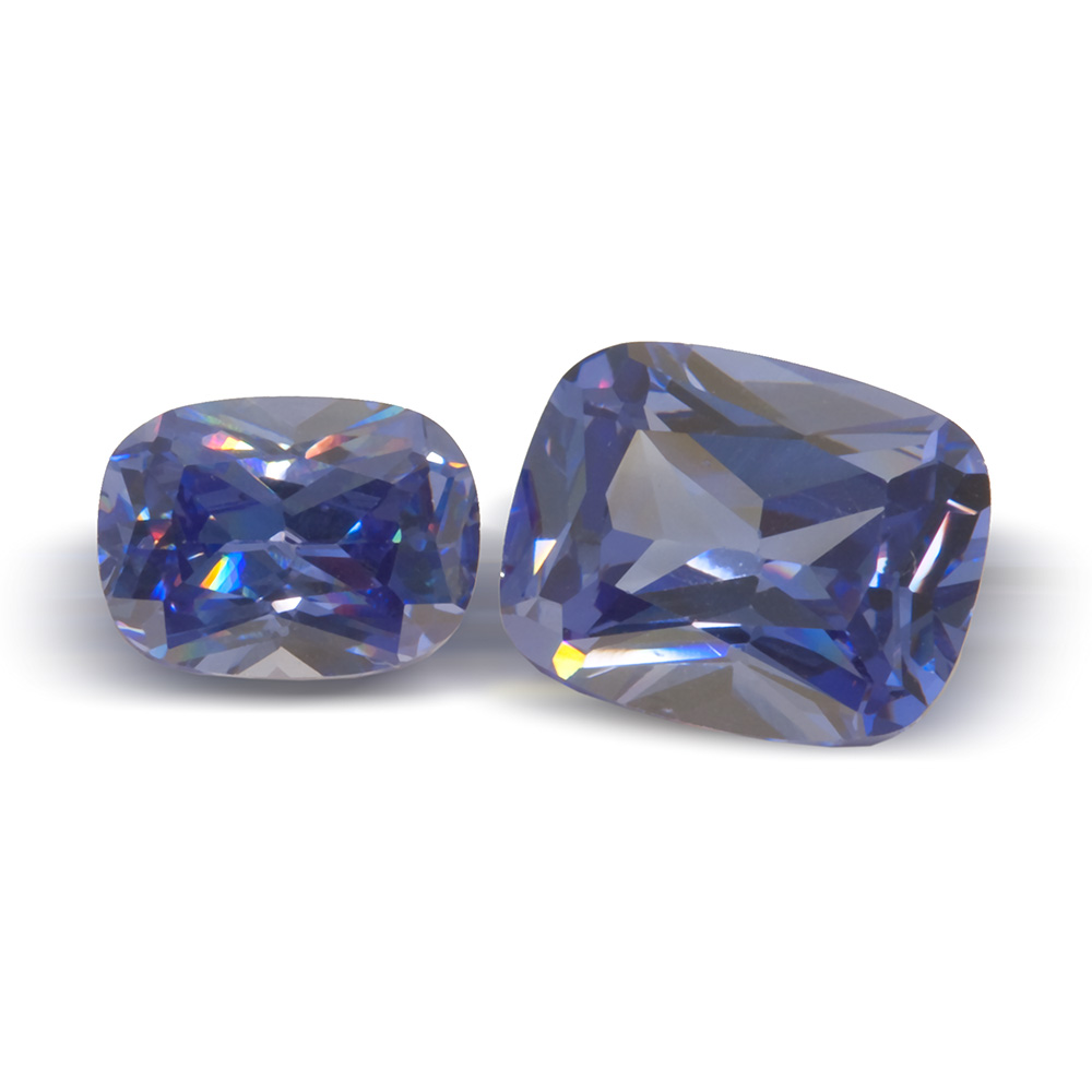 Cubic Zirconia 8x6mm Cushion Dark Blue