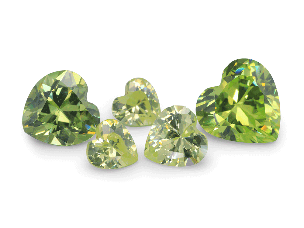 Cubic Zirconia 4.00mm Heart Shape Light Green