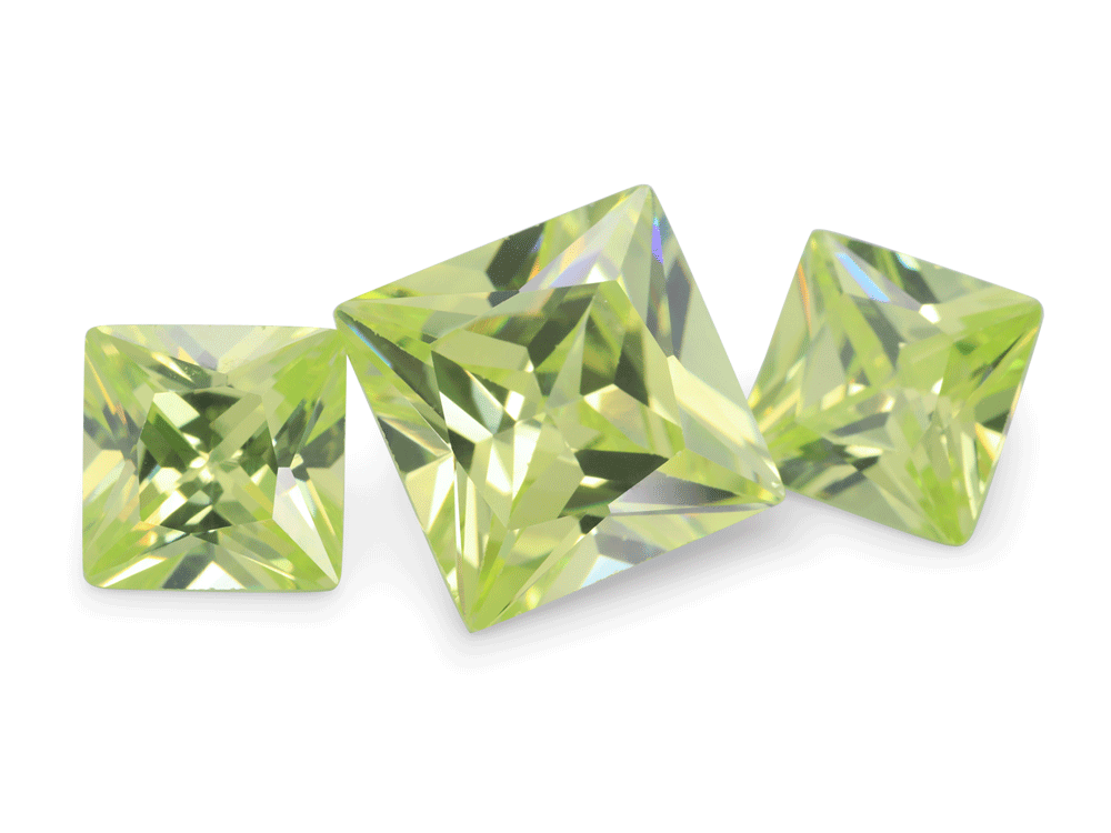 Cubic Zirconia 6.00mm Princess Cut Light Green