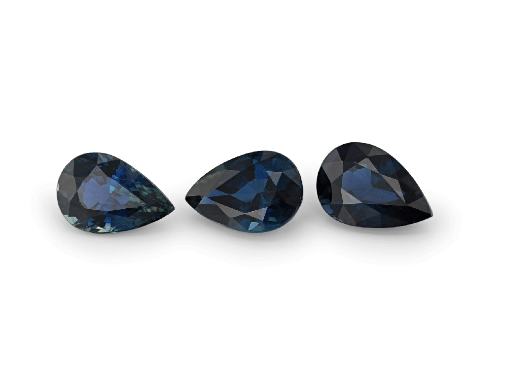 Australian Sapphire 6x4mm Pear Shape Steel Blue