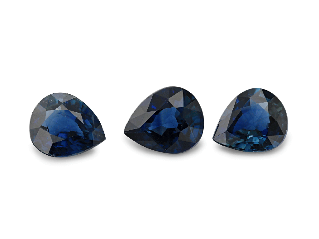 Australian Sapphire 6x5mm Pear Shape Steel Blue