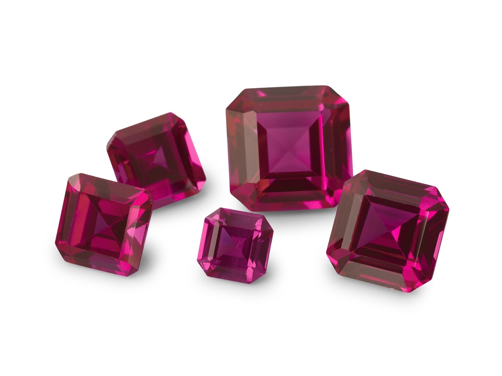 Synthetic Ruby 4.00mm Square Emerald Cut Dark Pink