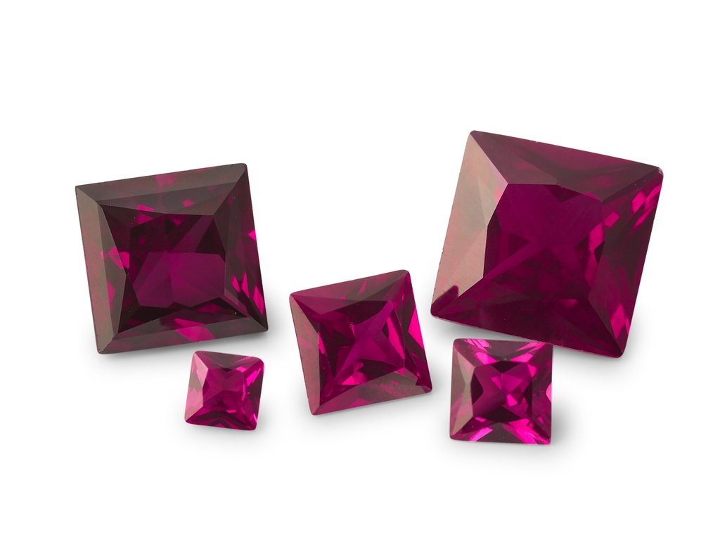 Synthetic Ruby 2.00mm Princess Cut Dark Pink