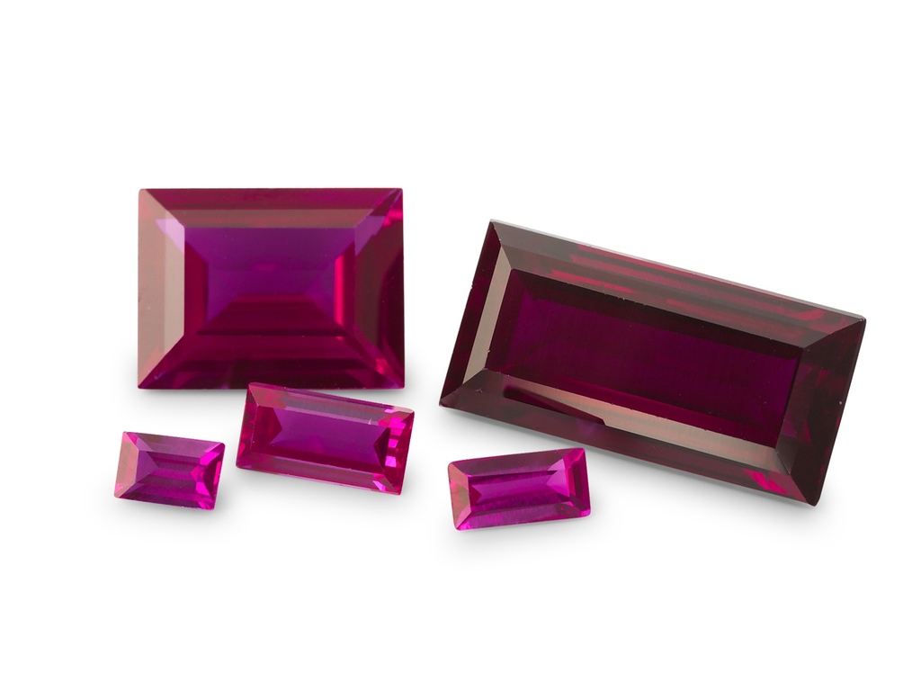 Synthetic Ruby 6x4mm Baguette Dark Pink