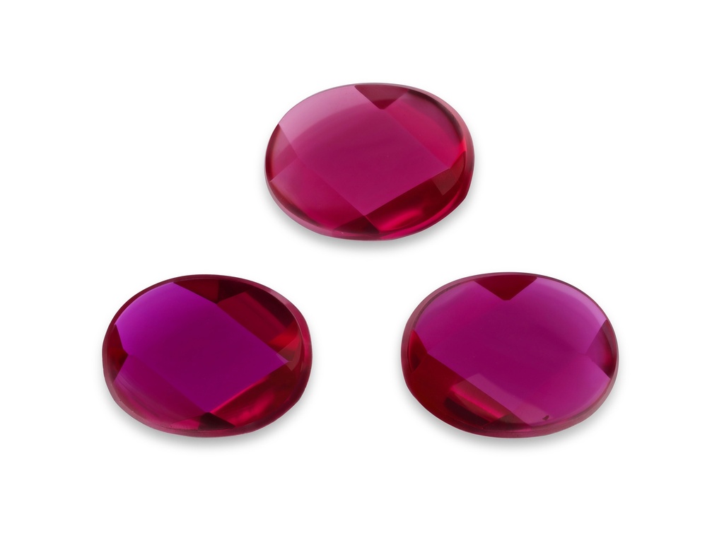 Synthetic Ruby 16x12mm Oval Buff Top Dark Pink