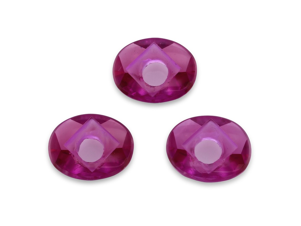 Synthetic Ruby 9x7mm Oval Countersunk Dark Pink