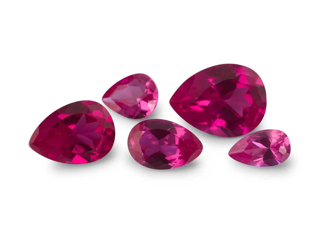 Synthetic Ruby 5x3mm Pear Shape Dark Pink