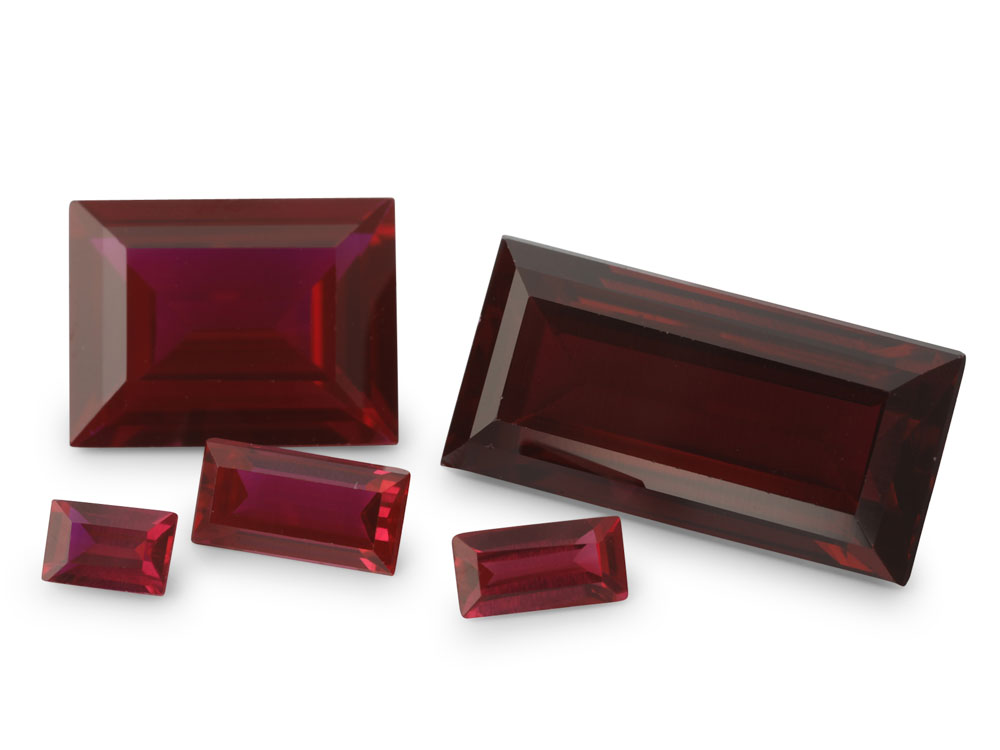 Synthetic Ruby 8x6mm Baguette Dark Red