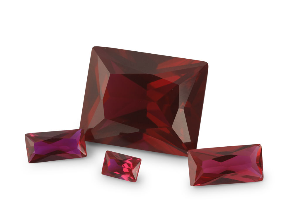 Synthetic Ruby 3x2mm Baguette Radiant Cut Dark Red