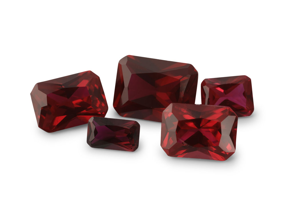 Synthetic Ruby 5x4mm Radiant Cut Dark Red