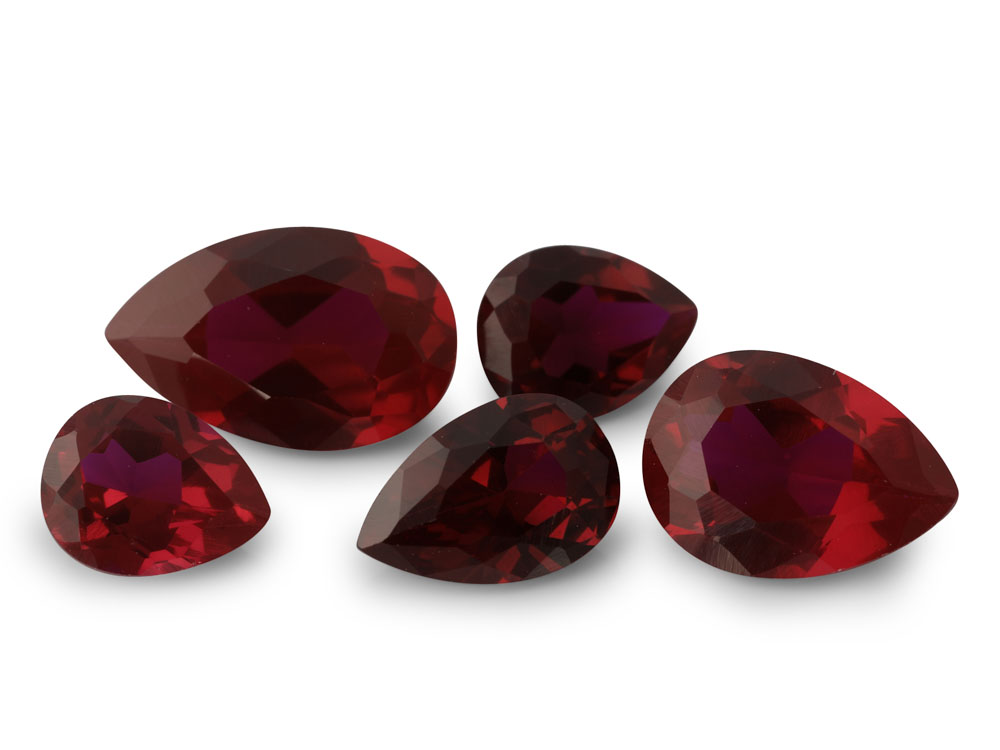 Synthetic Ruby 5x3mm Pear Shape Dark Red