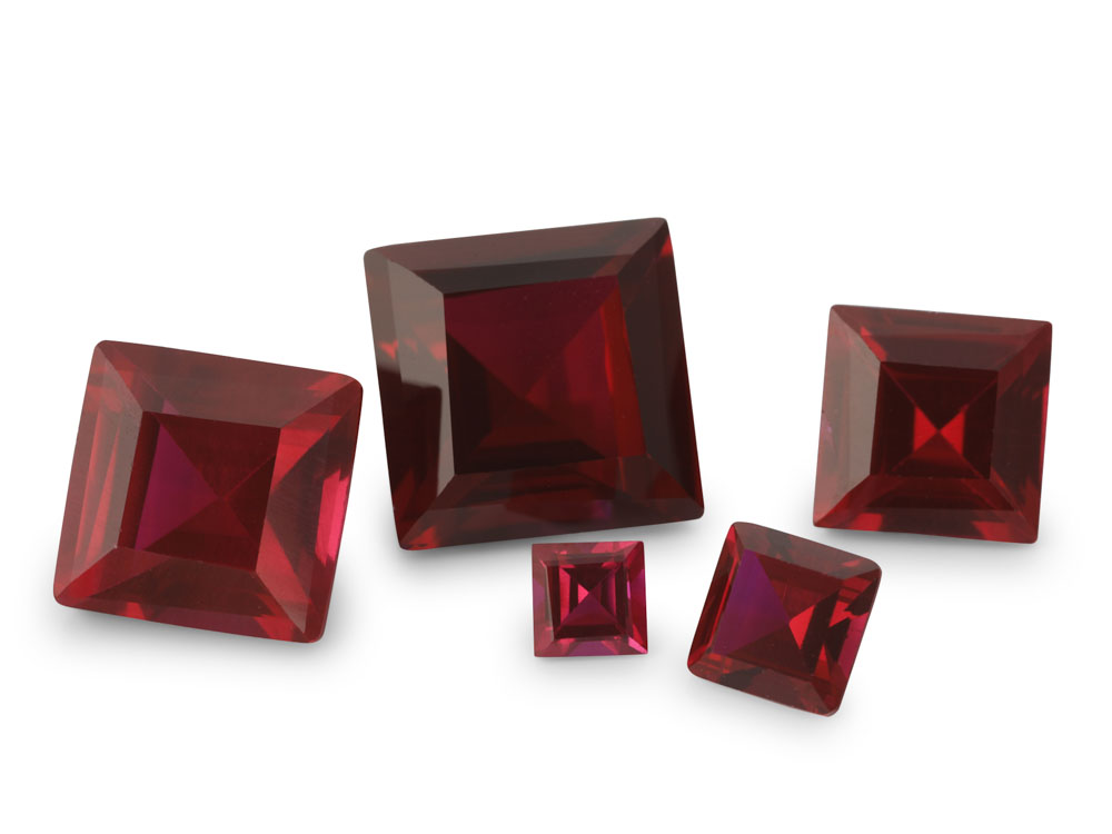 Synthetic Ruby 2.00mm Carre Cut Dark Red