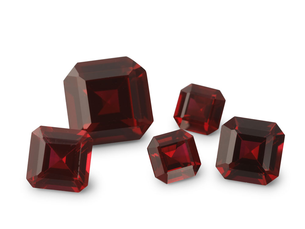 Synthetic Ruby 4.00mm Square Emerald Cut Dark Red