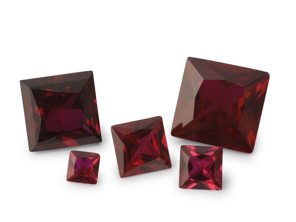 Synthetic Ruby 2.00mm Princess Cut Dark Red