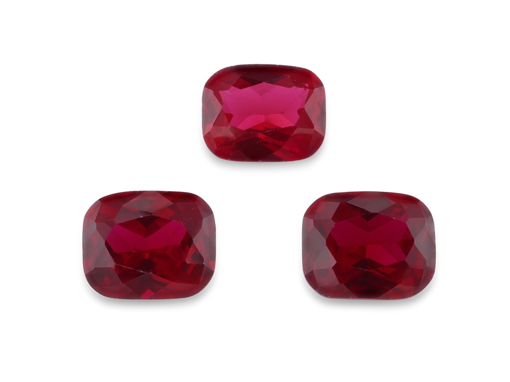 Synthetic Ruby 10x8mm Cushion Bright Red