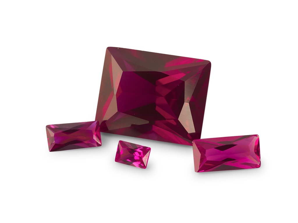 Synthetic Ruby 3x2mm Baguette Radiant Cut Bright Red