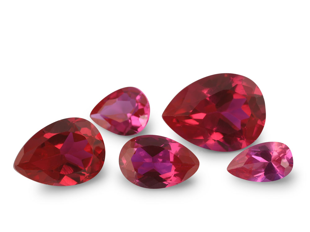 Synthetic Ruby 5x3mm Pear Shape Bright Red