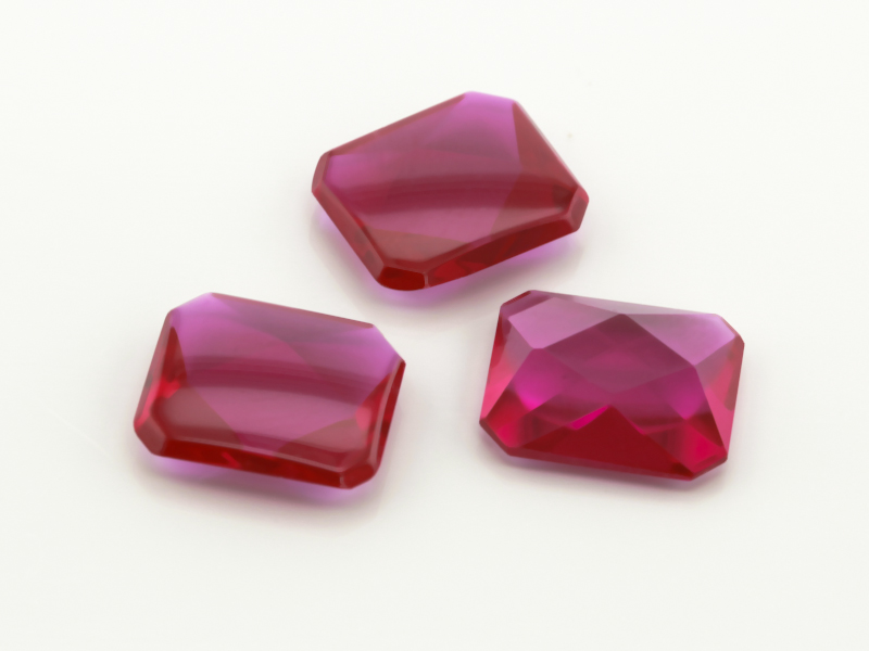 Synthetic Ruby 12x10mm Octagonal Buff Top Bright Red